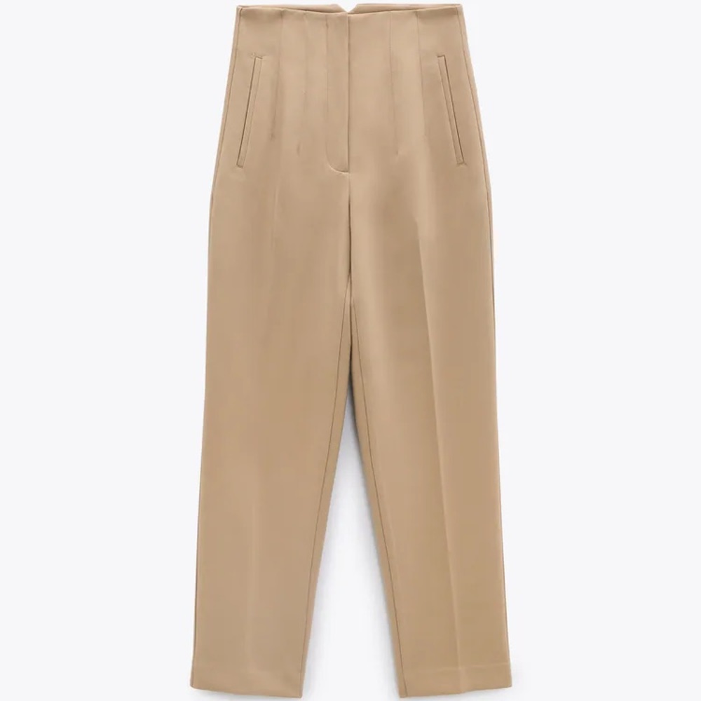 Zara High-Waisted Pants Taupe Brown